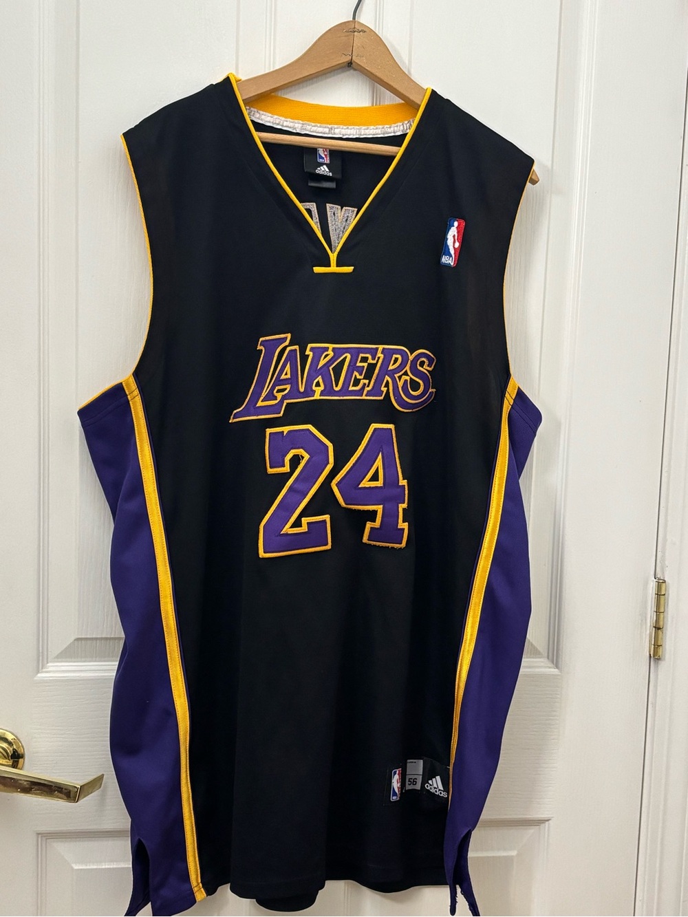 Kobe Bryant #24 Adidas LA Lakers Black Crazy Light Swingman Jersey Size 56